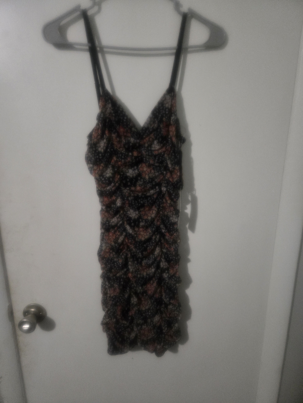 Haute Monde Black and Orange Floral Mini Dress